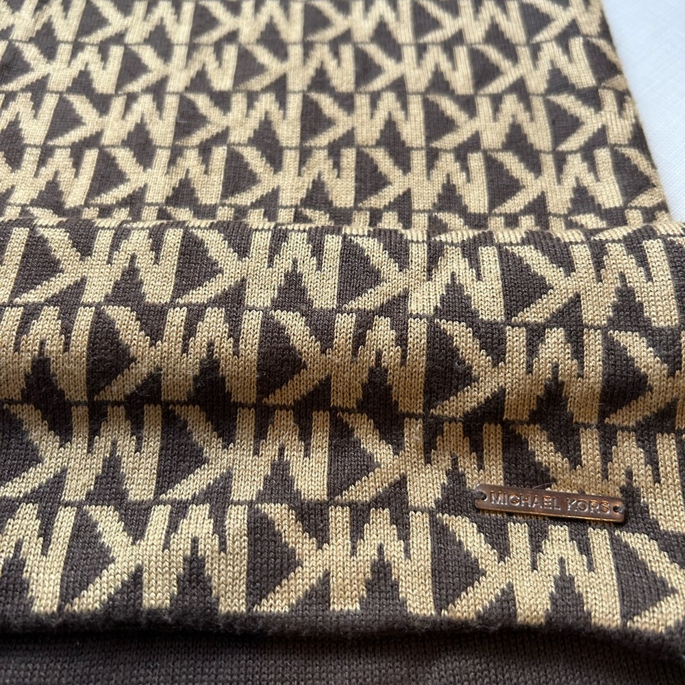 MICHAEL Michael Kors Brown and Gold Knit Scarf